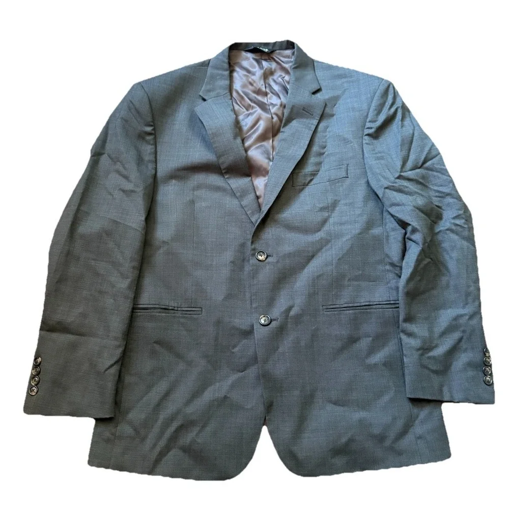 Jos A Bank Mens 42S Gray Plaid Two‎ Button 100% Wool Blazer Sport Coat